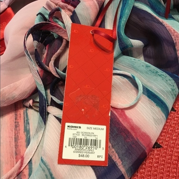 JENNIFER Lopez Medium shirred peasant too with chiffon construction - Picture 12 of 16